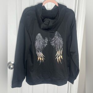 Black Hoodie with Wing Design